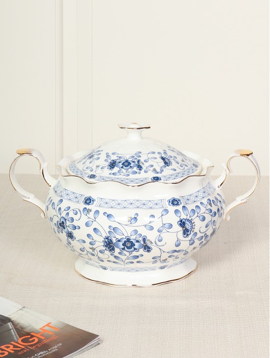 Blue Flowers Soup Tureen With Gift Box